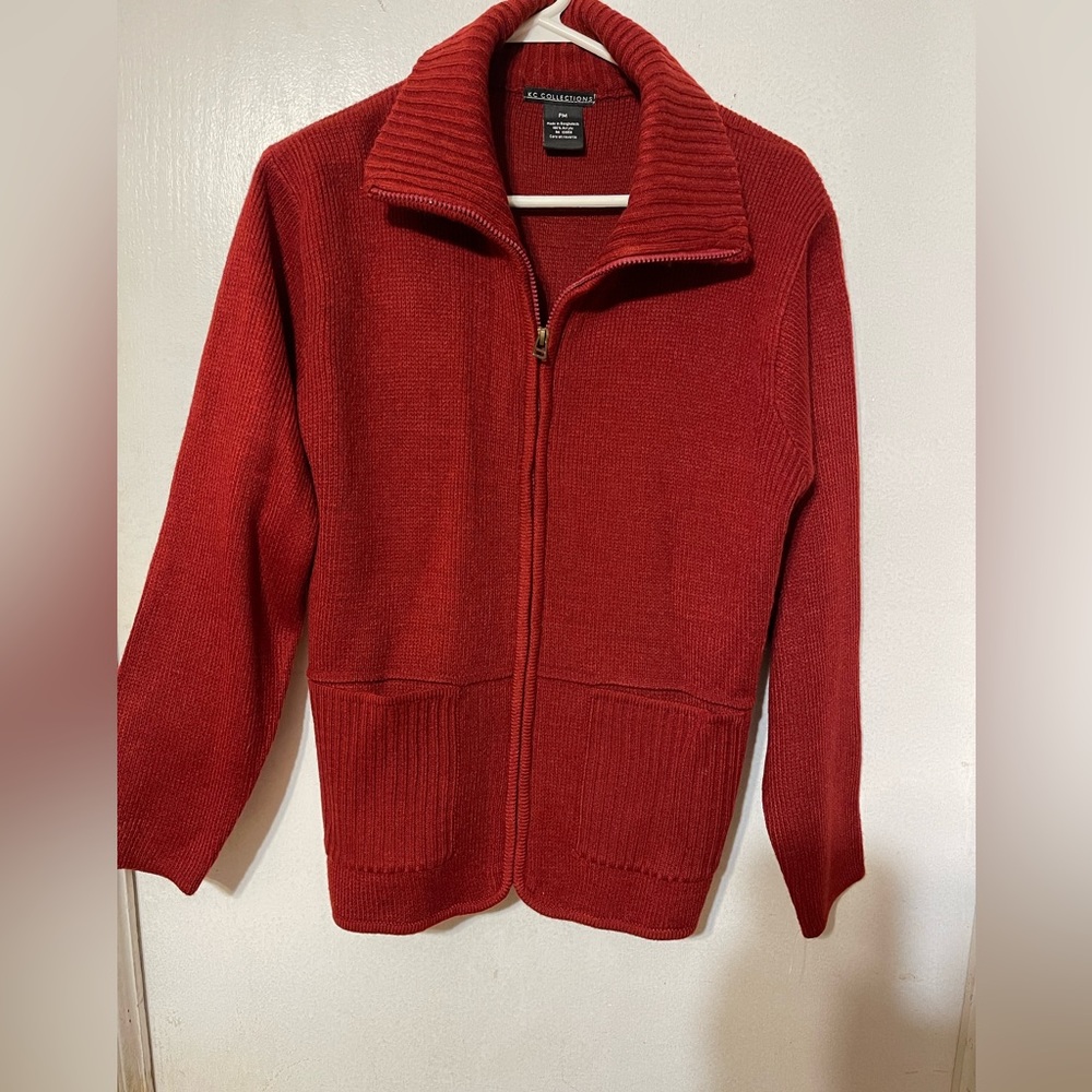 KC Collections cardigan Size PM Red Long Sleeve